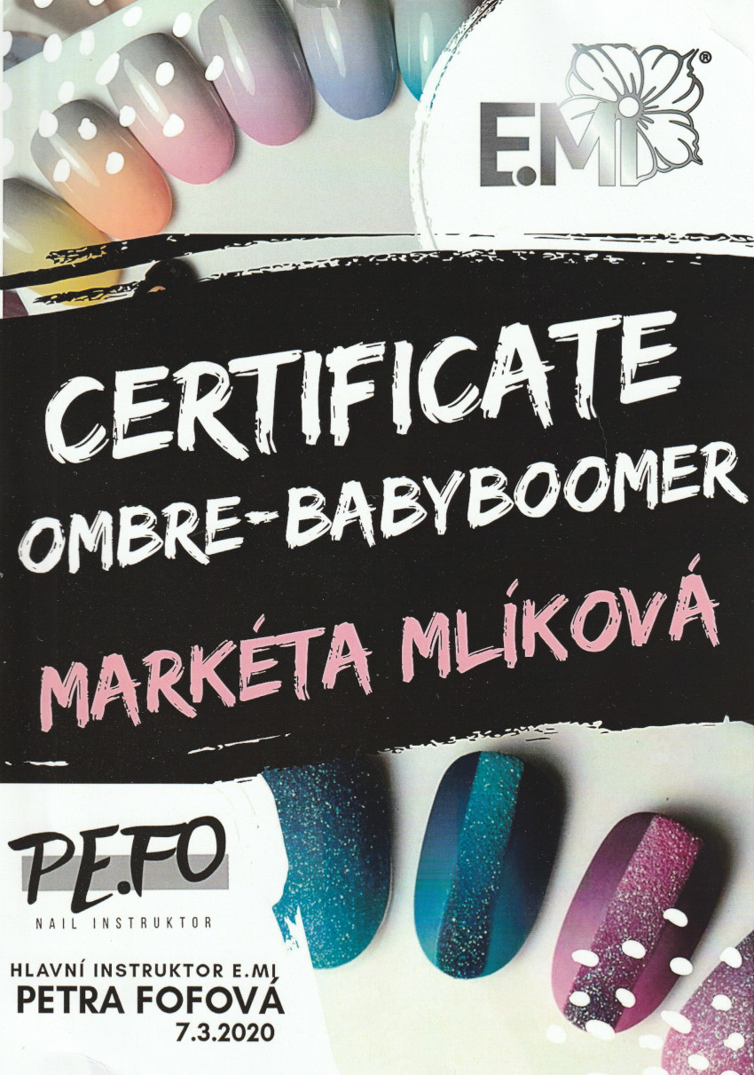 Certifikát Ombre - PE.FO - Babyboomer | Markéta Mlíková
