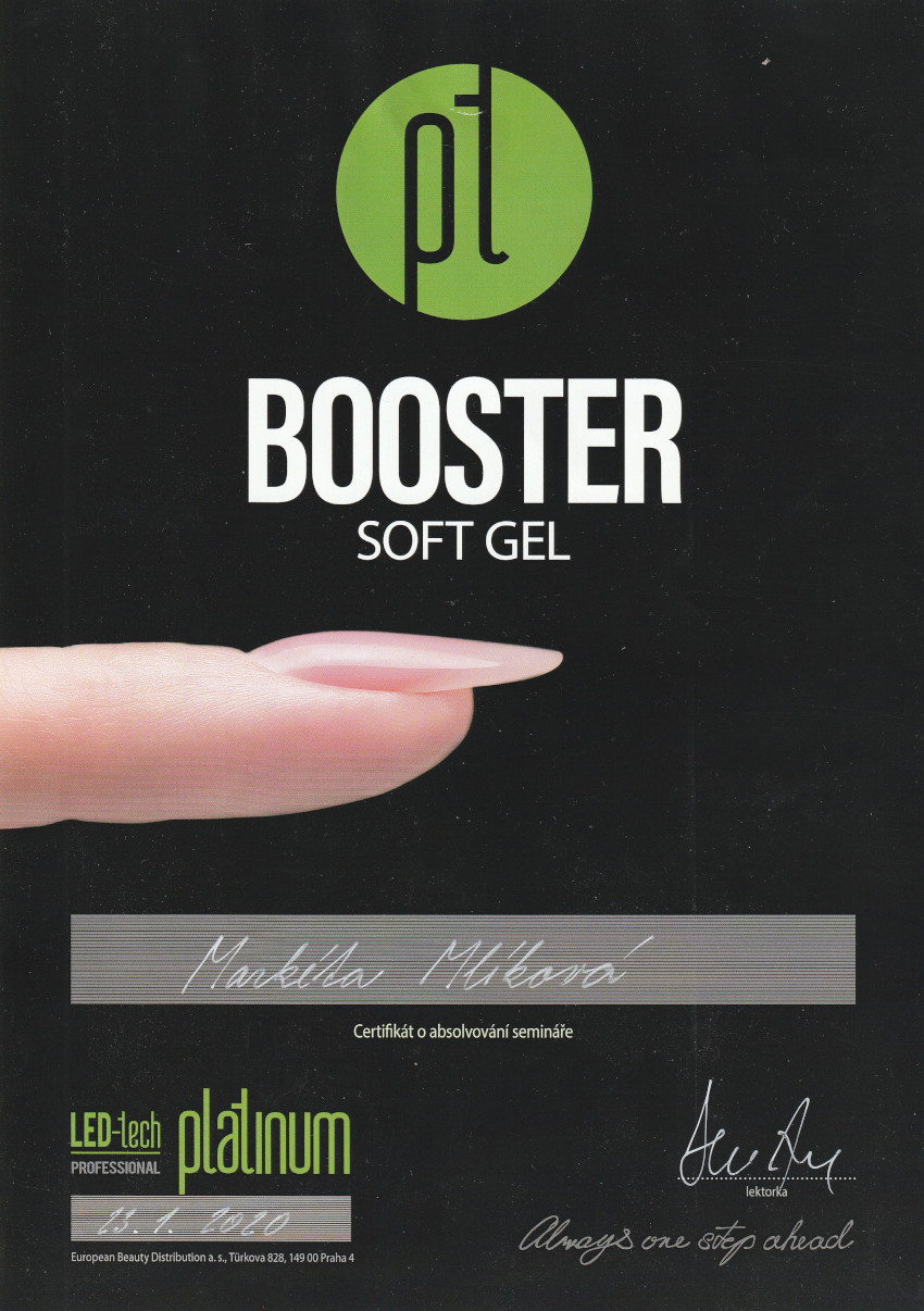 Certifikát Platinum - Booster Soft Gel | Markéta Mlíková