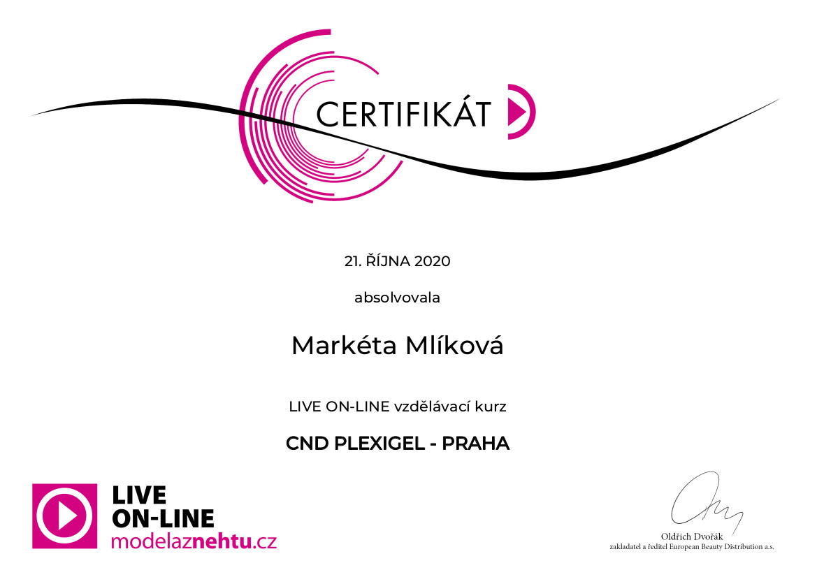 Certifikát CND Plexigel | Markéta Mlíková