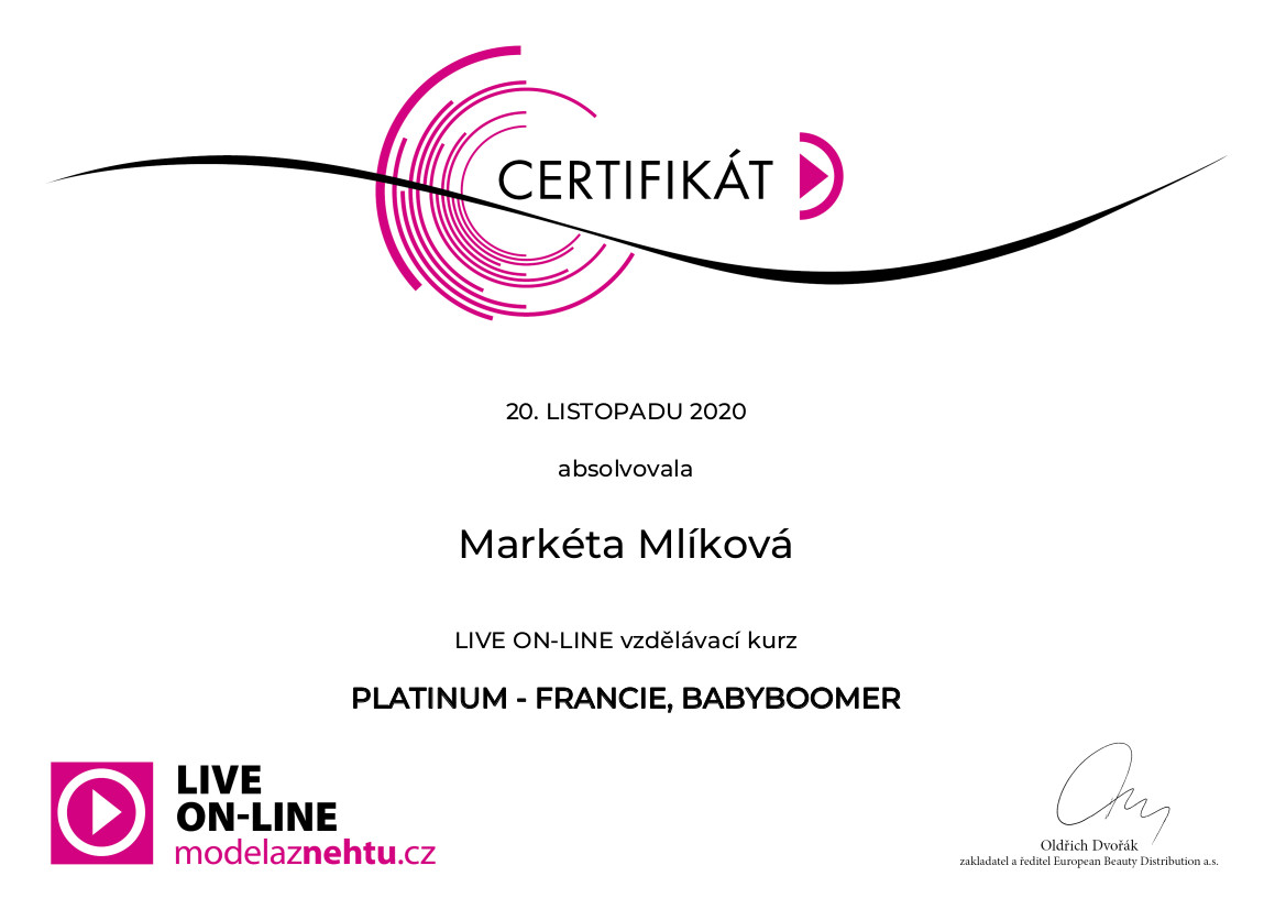 Certifikát Platinum - Francie, Babyboomer | Markéta Mlíková