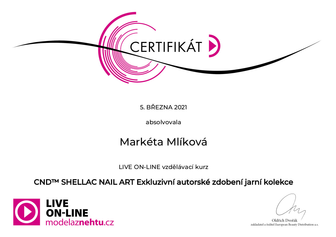 Certifikát CND™ Shellac Nail Art - Exkluzivní autorské zdobení jarní kolekce | Markéta Mlíková